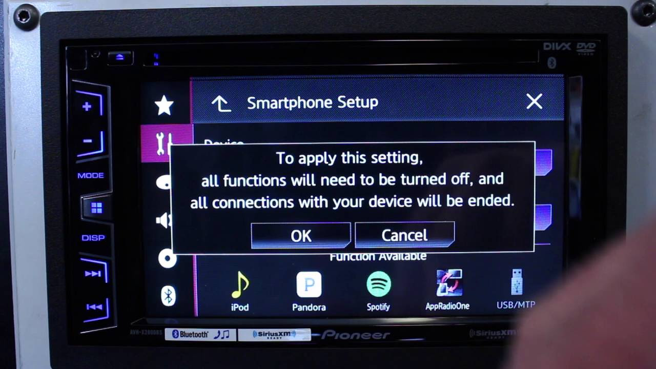 How to get to your smartphone settings on your Pioneer touch screen radio