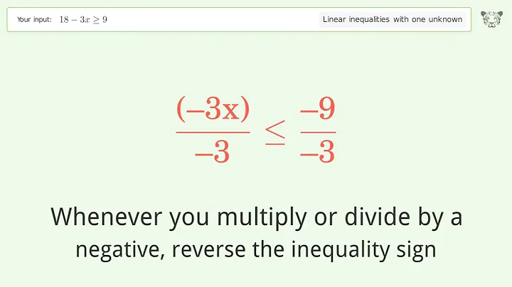 Solving Linear Inequalities: 18-3x is Greater Than or Equal to 9
