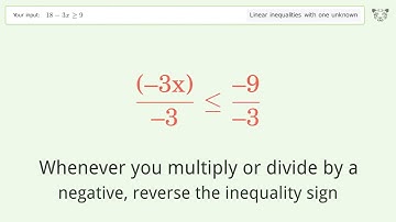 Solving Linear Inequalities: 18-3x is Greater Than or Equal to 9