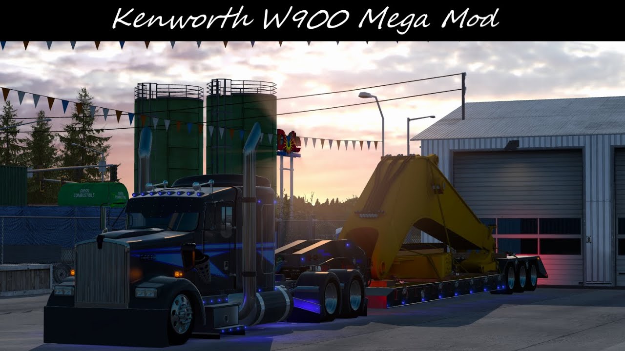 *Kenworth W900* Excavator Part Haul Kalispell to Thompson Falls PNG/Grimes Combo 4K 1.46 ATS