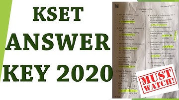 KSET ANSWER KEY 2020|| Paper 1 Answer key with solution**