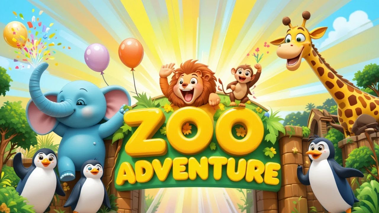 Zoo Adventure Song for Kids 🐘🐒🐧 | Fun Animal Sounds & Movements | Preschool Learning Rhyme