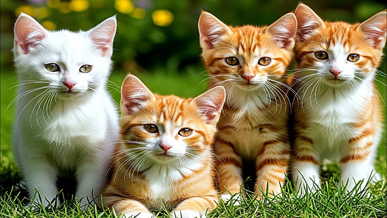 Sweet Kittens Running and Playing on Grass | Cute Cats Family Moments 🐾💚