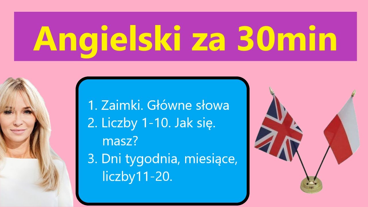Angielski za 30 minut - lekcje 1-3. Zaimki, liczby 1-20. Jak się masz