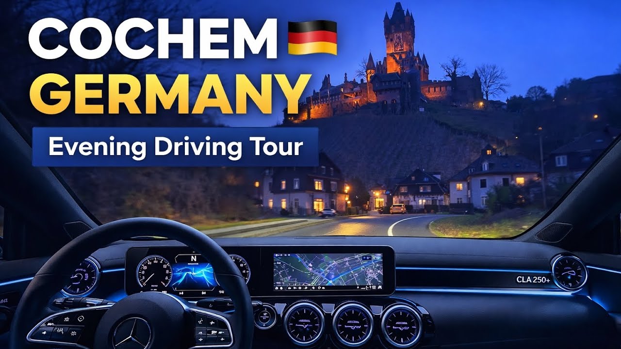 Night Drive in Cochem – Relaxing 10‑Minute City Tour | جولة مسائية هادئة في كوخِم