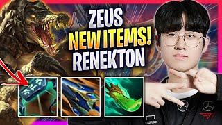 ZEUS TRIES RENEKTON WITH NEW ITEMS! - T1 Zeus Plays Renekton TOP vs Akali! | Season 2024