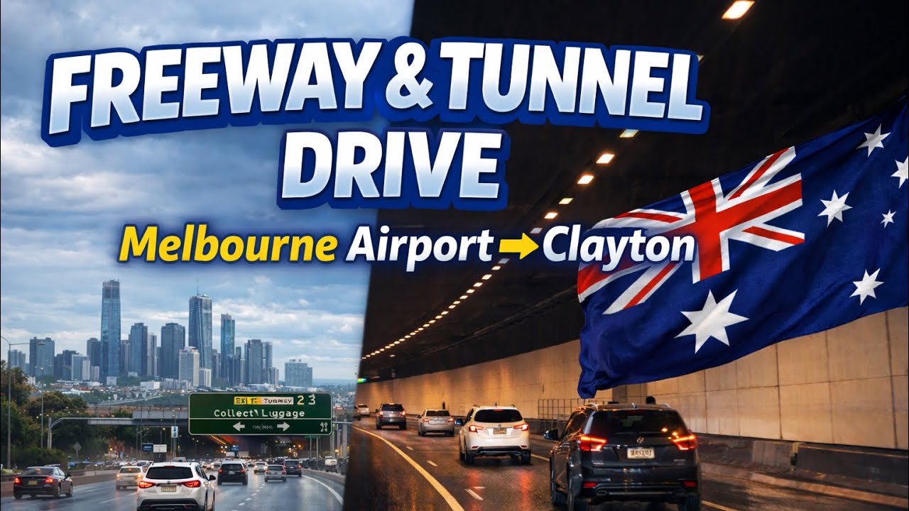 POV Freeway & Tunnel Drive Melbourne Airport to Clayton | Real Driving Australia 4K