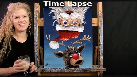 TIME LAPSE - Leer hoe je de KERSTMAN DIE BINNENKOMT schildert met acrylverf - Leuke kerstles stap...