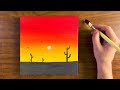 Easy Sunset Painting for Beginners | Acrylic Painting Tutorial Step by Step