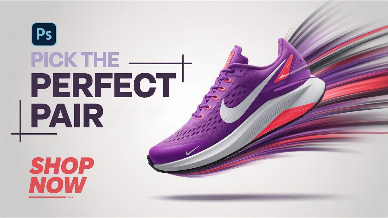 Adobe Photoshop Tutorial | How To Make Nike Shoes Poster | with 3D ...