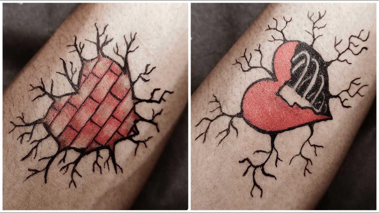 Tattoo make with pen / Beautiful heart tattoo tutorial / Diy handmade ...