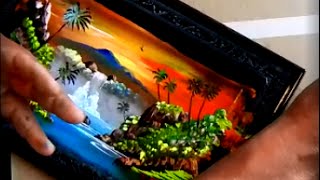 BEAUTIFUL Tropical Sunset STREET FINGER PAINTING