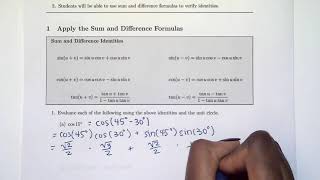 5.2 part 1 - Sum and Difference Formulas