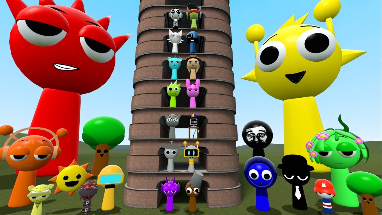 I FOUND ALL MR SUN TREE FUN COMPUTER EVOLUTION SPRUNKI FAMILY in TALLGRASS Garry's Mod
