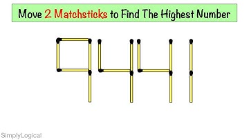 Move 2 Matchsticks to Find The Highest Number - 9441 || Matchstick Puzzles
