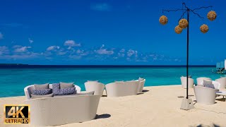 Most stylish beach in MaldivesAmilla Fushi Maldives  4K with Healing wave sounds & relaxing music