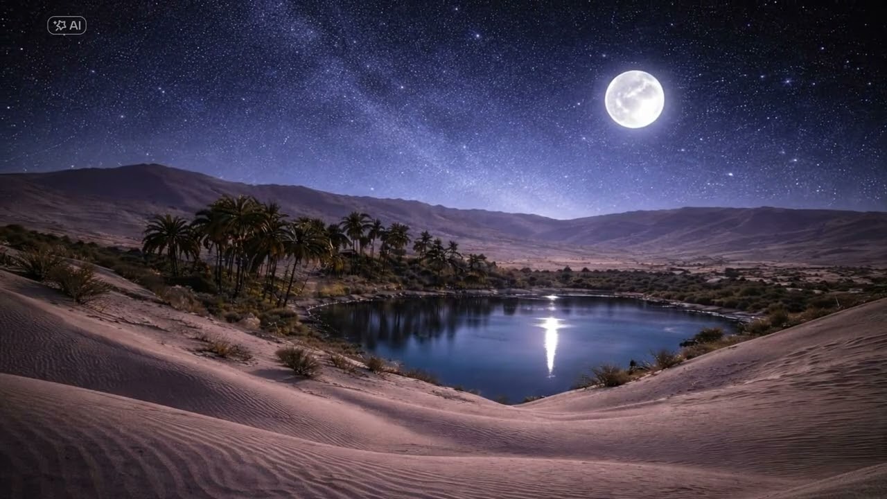 Night Desert Under the Moon – 3 Hours for Sleep