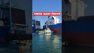 ASD Tug Pushes Massive Cargo Ship Away from Dock | Powerful Tugboat Operation