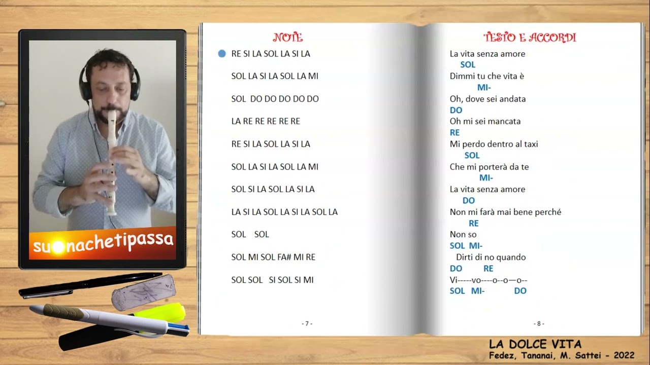LA DOLCE VITA FEDEZ TANANAI M SATTEI Videoguida Per Flauto note 