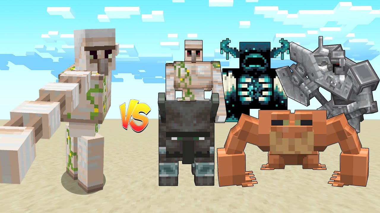 IRON GOLEM UPGRADE Vs Warden, Mutant Frog, Ravager, Ferrous Wroughtnaut