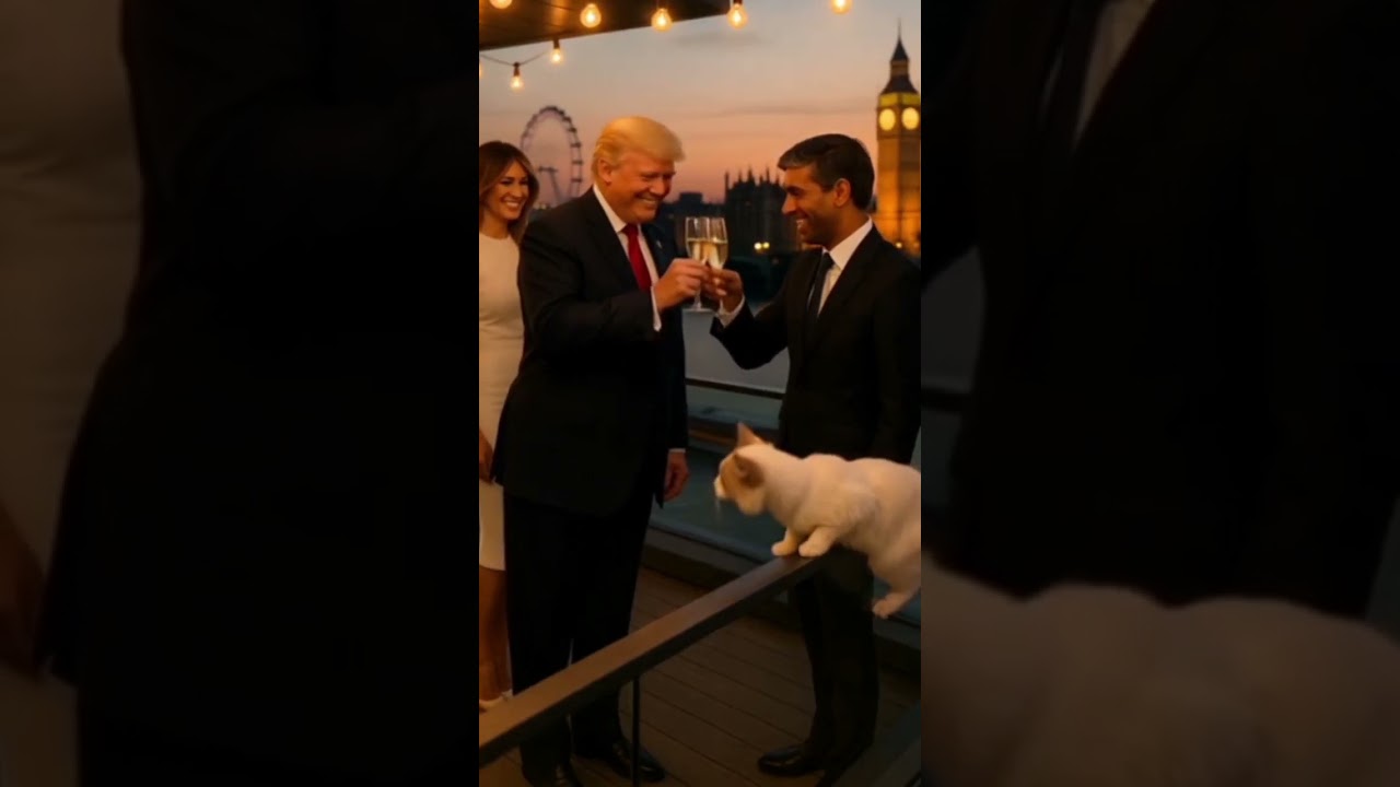 Trump & Sunak Toast at Sunset Over London 