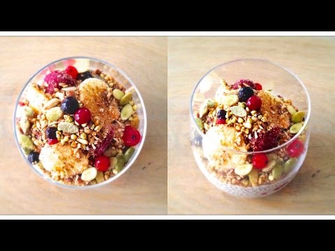 Chia Berry Parfait with Crunchy Cinnamon Granola (Protein Power Breakfast!)