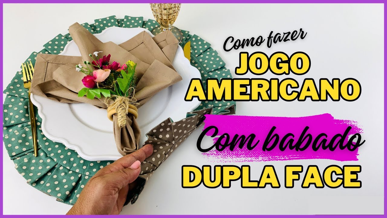 Como fazer jogo americano redondo com babado dupla face #mesaposta #costuracriativa