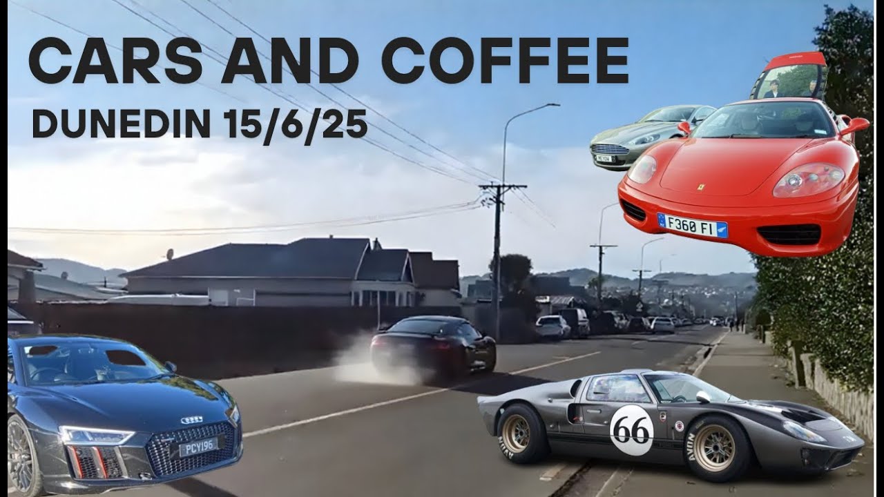 Cars leaving Cars And Coffee Dunedin 15/6/25 *HARD LAUNCHES