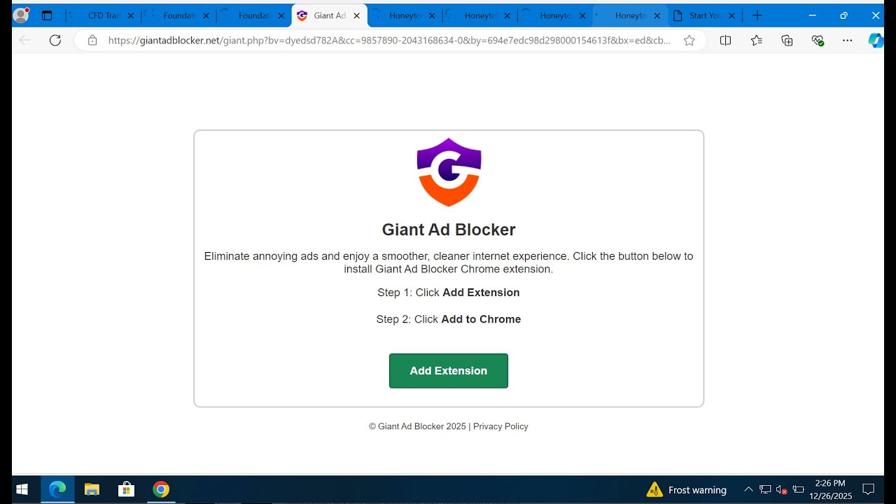 Как удалить всплывающие окна Giantadblocker.net?