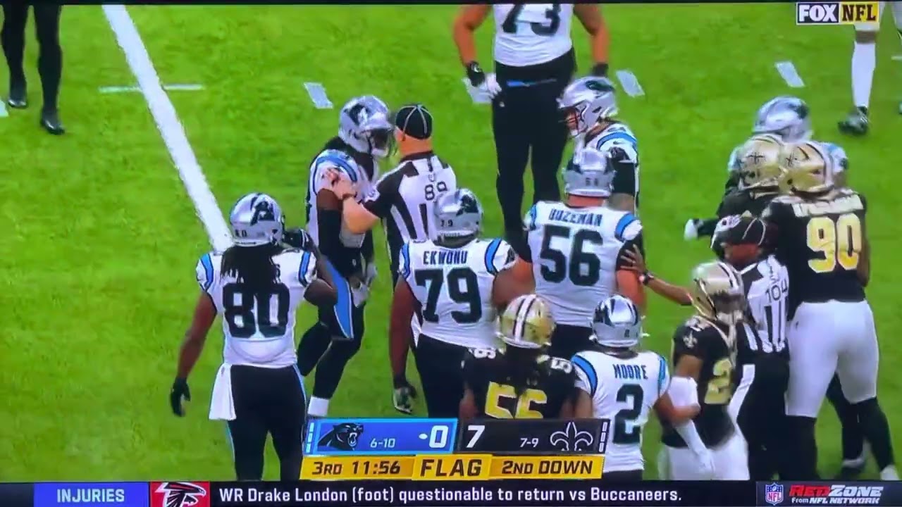 Panthers tight end thrown out of game after scuffle with Saints