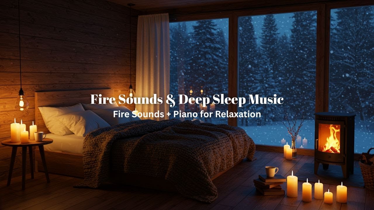 Winter Fireplace Comfort 🕯️ – Soft Piano Melodies & Snow Ambience for ...