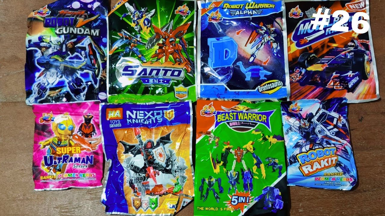 Unboxing dan merakit mainan robot gundam ultraman pesawat tempur robot rakit ha toys