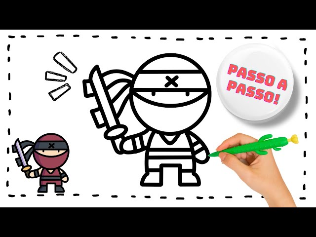 🟡 COMO DESENHAR UM NINJA FÁCIL PASSO A PASSO • Desenho e Pintura NINJA  simples!