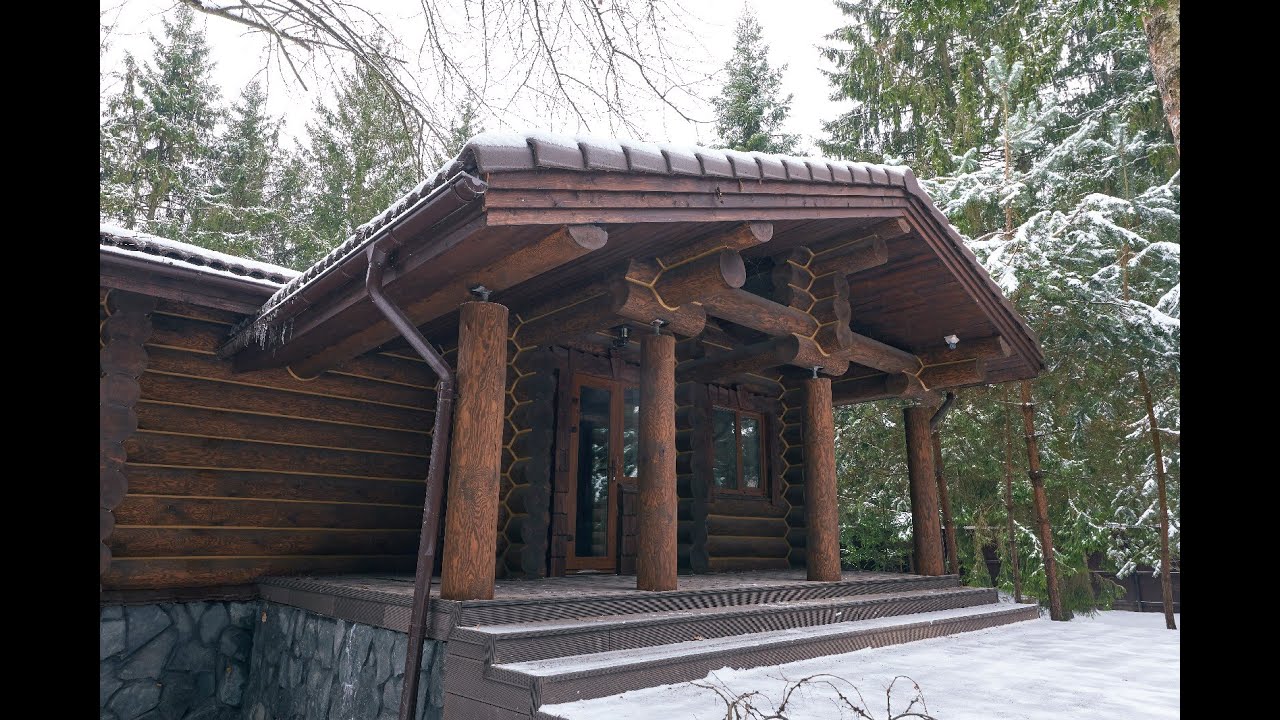 Видео, баня из бревна ручной рубки по проекту Шишкин лес - YouTube