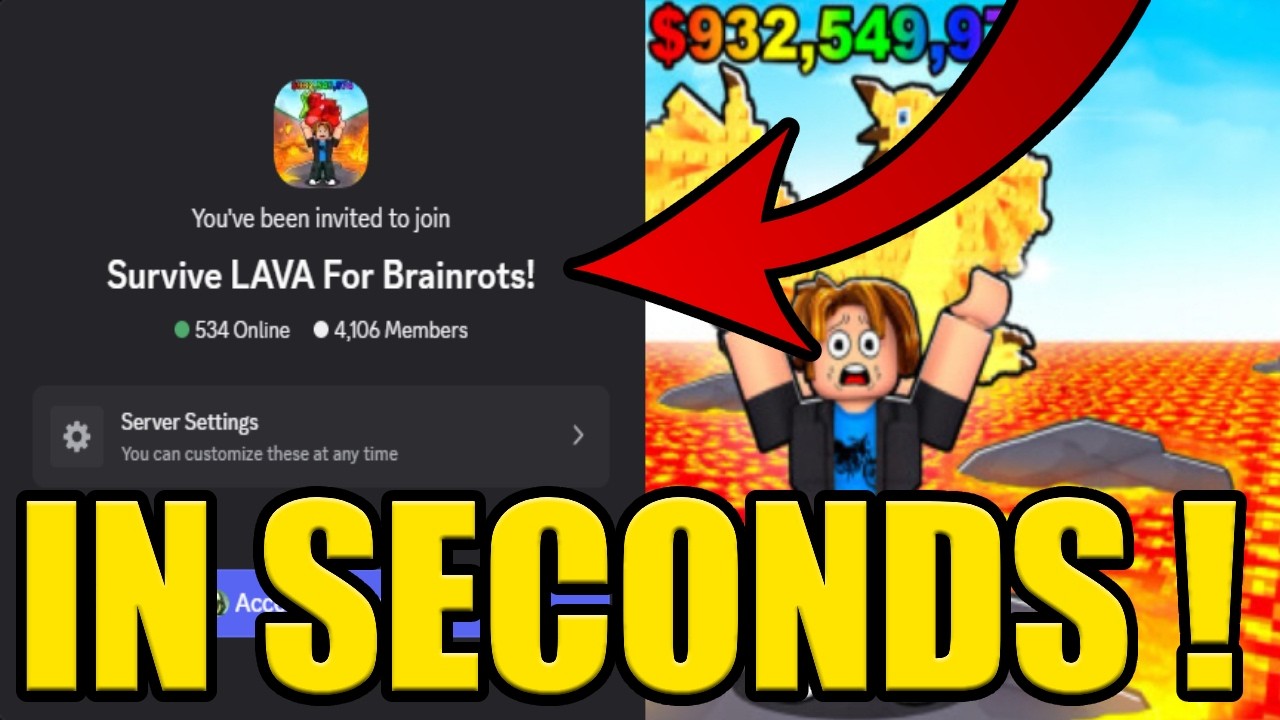HOW to JOIN SURVIVE LAVA for BRAINROTS DISCORD SERVER PC & MOBILE - YouTube