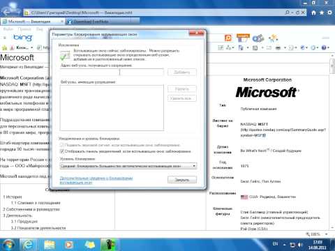 90. Блокировка окон. Надстройки. Режим InPrivate. Фильтр фишинга SmartScreen