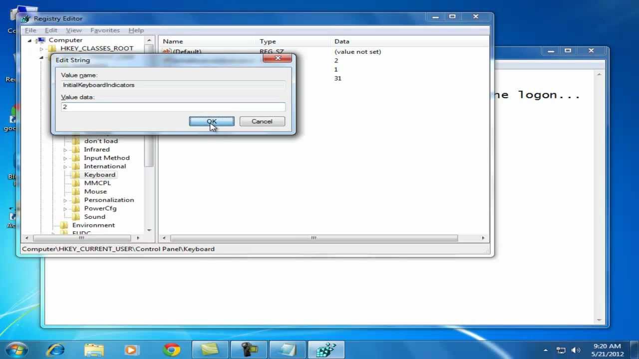 Turning Num Lock ON/OFF after logon - YouTube
