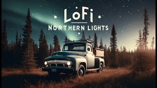 Magical Northern Lights Display: Lofi Chillout with a Parked Truck in a Norwegian Forest