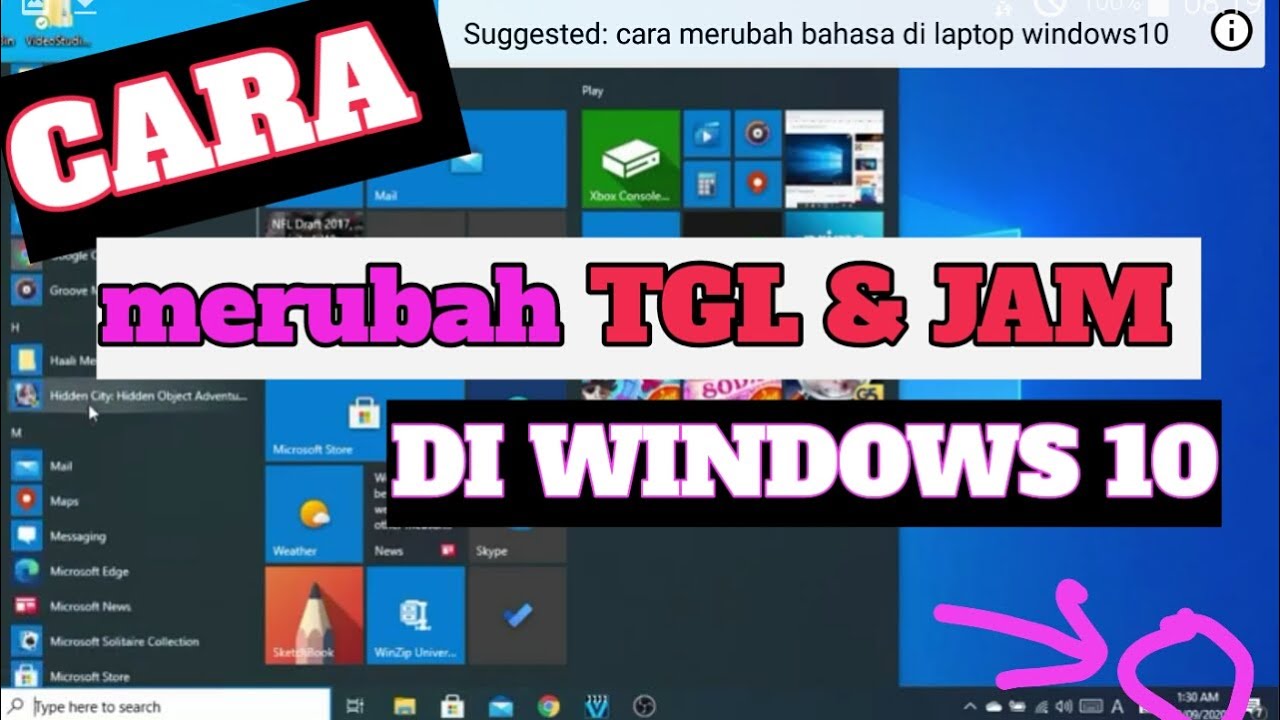 cara merubah tgl dan jam di windows 10