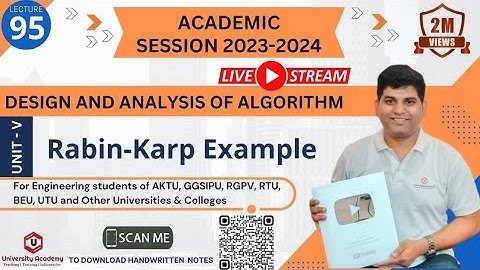 DAA95: Rabin Karp String Matching Algorithm  Solved Example in Hindi