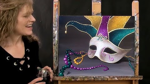 Learn How to Paint MARDI GRAS MASK with Acrylic - Paint & Sip at Home Fun Step by Step Lesson