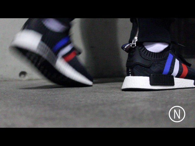 Adidas NMD R1 PK Tricolor Pack On Feet NOIRFONCE Sneakers - YouTube