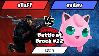 Battle at Brock #22 - sTuFf (Snake) vs. evdev (Jigglypuff) - Pools