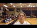 Coronado volleyball player Sophia Lowenberg talks after Tuesday's win vs LC Centennial