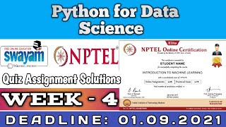NPTEL 2021: Python For Data Science Week 4 Answers | Python For Data Science Assignment 4 Solutions