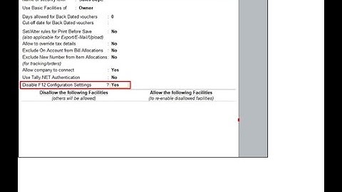 Tally Add On : User Wise Control on F12 -Configuration in Tally Prime Software.