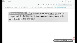 If The Radius Of An Atom Of An Element Is 75 Picometre And The Lattice Type Is Body Centred Cubic