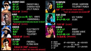 MORTAL KOMBAT (1992) - TUTORIAL / Move List / Demonstration