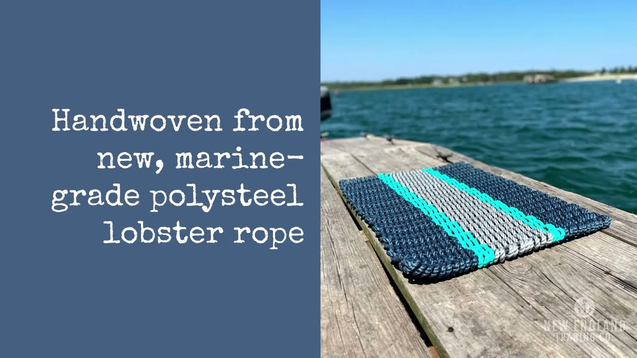 Lobster Rope Doormat, Made in Maine Rope Door Mat, Navy, Teal, Seafoam –  New England Trading Co