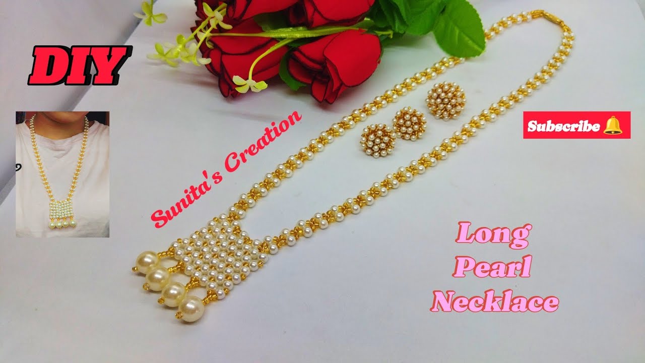Pearl And Beads Long Necklace Tutorial//मोतिको लामो हार 😱😍// New Design Pearl Necklace 🥰😍 //DIY